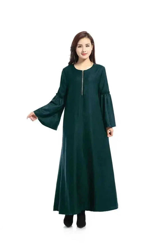long-sleeve kaftan robe | breathable cotton fabric | plus size abaya dress | ultrasonic cleaning