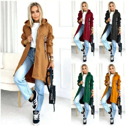 Women's Zip-Up Hoodie Brushed Fleece Jacket Long Sleeve Meifu Market