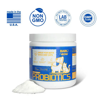 Bark And Meow Probiotics For Dogs & Cats 7 Tailored Strains Prebiotics, Pumpkin & Carrot 5 Billion CFU Scoop Human-Grade Non-GMO, Vet-Approved Made In USA, Gut Immune Support Meifu Market