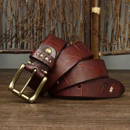 premium cow leather belt | vintage washed-out jeans belt | first layer leather construction | ultrasonic cleaning