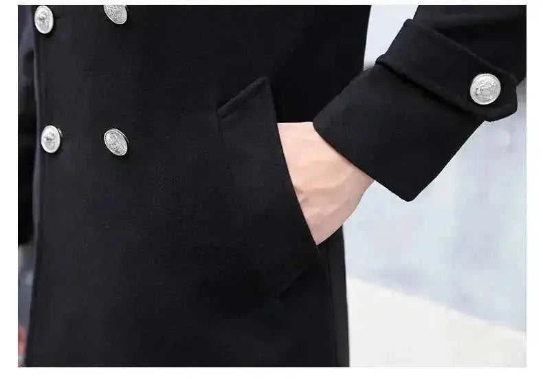 Autumn And Winter New Slim-fit Wool Coat Men's Coat 2XL in real-life setting