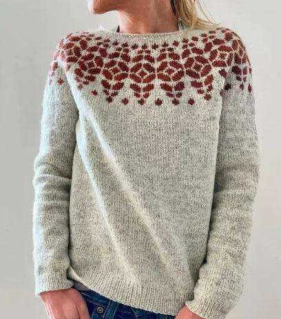 Women's Knitted Pullover Sweater - Round Neck Multicolor Loose Fit Top Meifu Market