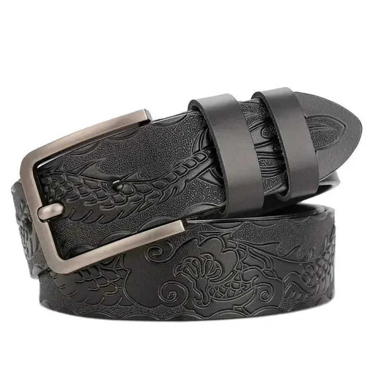 genuine leather belt for men | full grain cattlehide leather | heavy duty brass buckle | energy saving