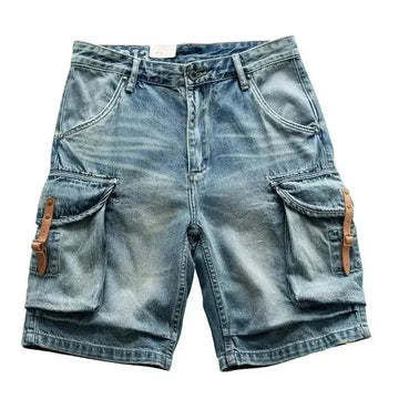 Blue Denim Shorts Men's American High Street - Meifu Market