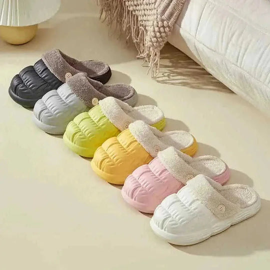 removable fuzzy slippers | waterproof house shoes | non-slip indoor footwear | ultrasonic cleaning