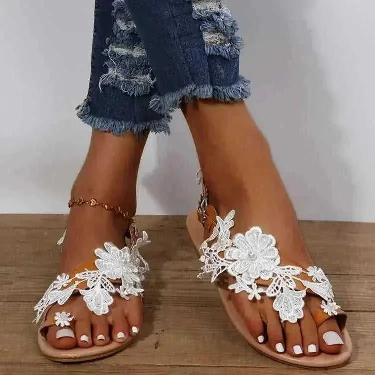 lace-up sandals for women | floral ankle strap sandals | flat beach shoes summer | energy saving