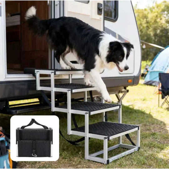 Foldable Dog Ramp For Cars, SUVs, Trucks, Portable Pet Dog Stairs For Large Dogs With Non-Slip Surface Reinforced Design, ...