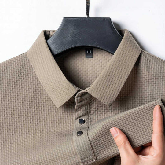 Ice Silk Polo-Collar Tee — Men's Cool-Touch Jacquard Summer Shirt
