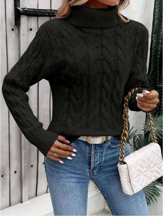 Women's Cable-knit Turtleneck Sweater Meifu Market
