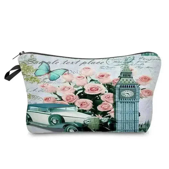 waterproof cosmetic bag | 8x5 inch makeup pouch | polyester fabric construction | ultrasonic cleaning