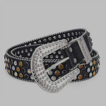 Men Women Alloy Belt Punk Rock Rivet Rhinestone meifu market