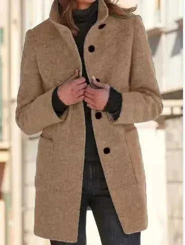 heavy wool blend coat | double-breasted wool coat | mid-length winter coat women | ultrasonic cleaning