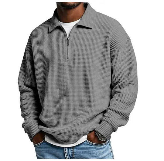 Mens Half-Zip Collared Polo Shirt Top Navy Blue - packaging and presentation