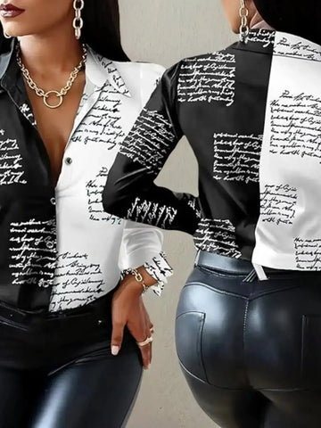 2025 New Women's Shirt Fashion Casual Colorful Long Sleeve Shirt Flower Printed Top Loose Neck Sexy T-shirt Fashion Meifu Market