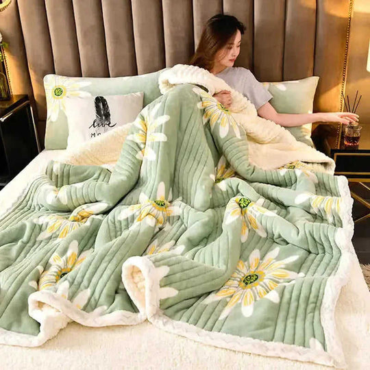 Cashmere Three-layer Blanket Thickened Warm Feather Silk Blanket - Meifu Market