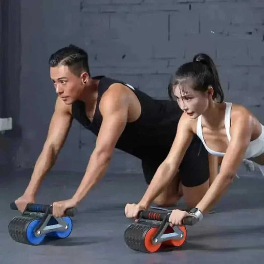 automatic rebound ab wheel | double wheel abdominal roller | stainless steel ab exerciser | ultrasonic cleaning