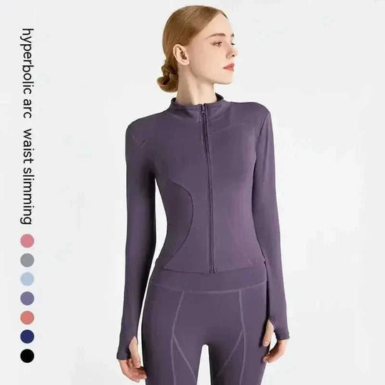 quick-dry yoga jacket | slim fit workout jacket | moisture wicking sports top | energy saving