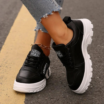 side-zipper sneakers for women | lace-up thick sole casual shoes | platform sports shoes with zipper | energy saving