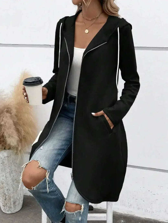 Personality Street Zip Hooded Long Velvet Lining Sweatshirt Meifu Market