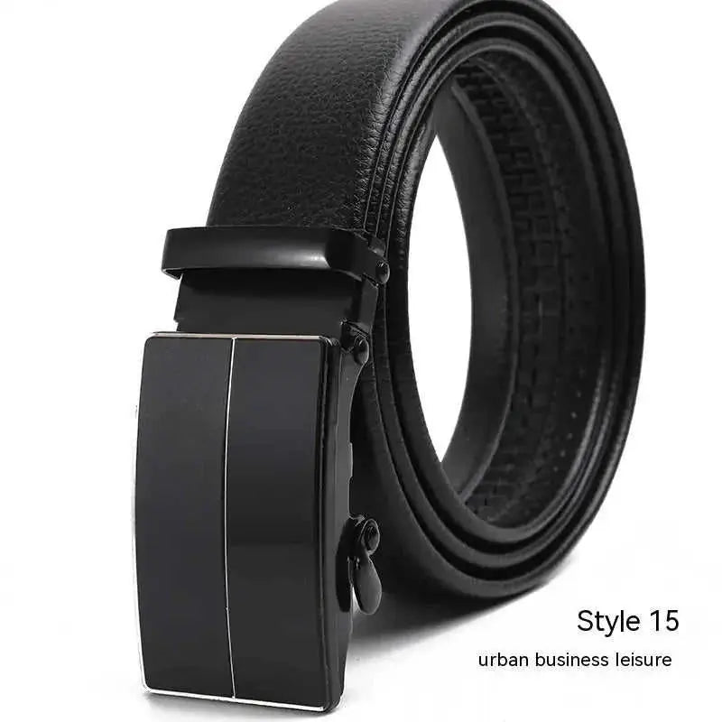 Men's Fashion Automatic Buckle Litchi Pattern Belt Style 14 - available style options