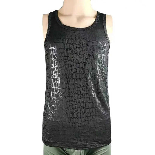 Men's Casual 3D Snake-Print Fitted Vest L - scale comparison view