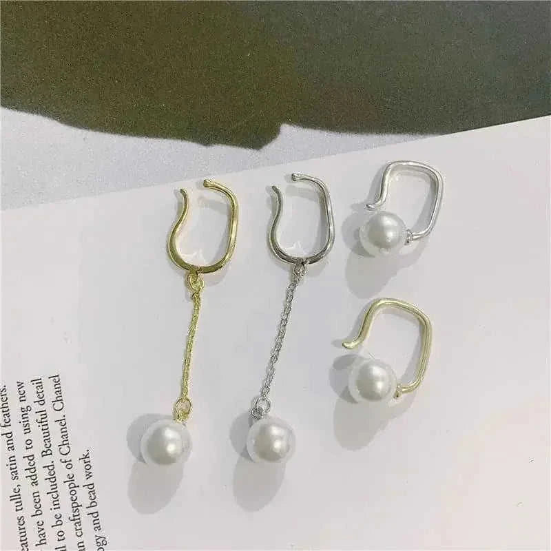pierced pearl tassel earrings | sterling silver pearl studs | long drop dangle earrings | energy saving