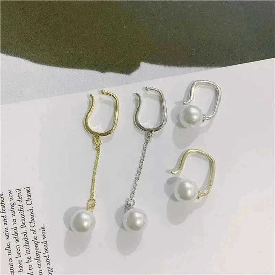 pierced pearl tassel earrings | sterling silver pearl studs | long drop dangle earrings | energy saving