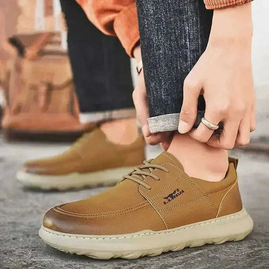 Autumn New Casual Leather Shoes Men's Fashionable All-match Fashionable Shoes Lightweight Gray - main product image