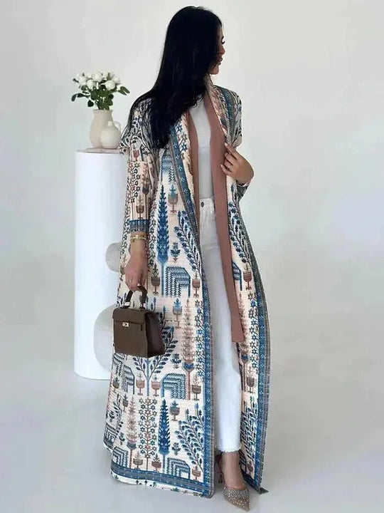 plus-size abaya robe | long cardigan coat | breathable cotton fabric | ultrasonic cleaning