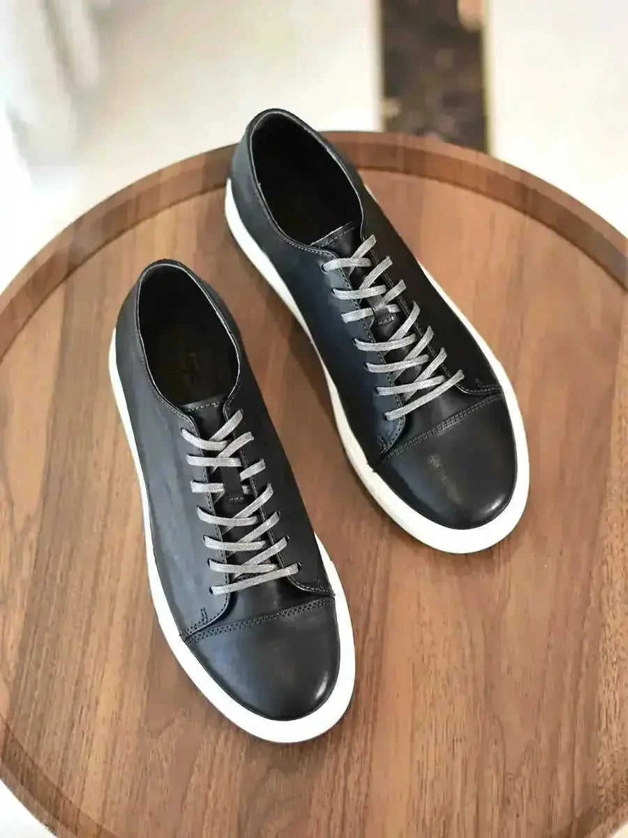 Men's Handmade First-grain Horse Leather Distressed Casual Shoes Meifu Market