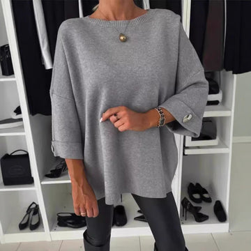 Women's New Solid Color Round Neck Shirt With Half Sleeve Knit Casual Top Meifu Market