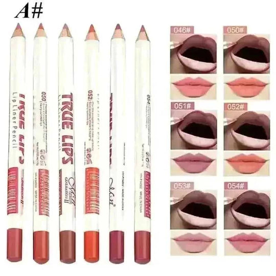 6PCS/Set Fashion Women's Long-Lasting Waterproof Lipstick Liner set - side view (pattern: check | style: modern)