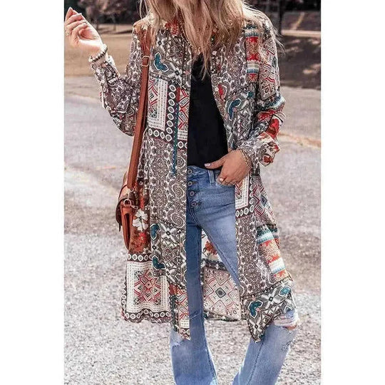 Printed Beach Cardigan Long Sleeve Top LC2542146 Color - color variant display