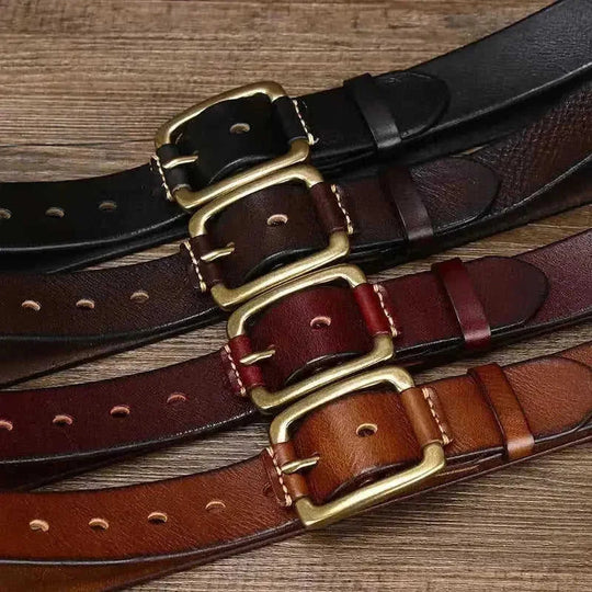 cowhide leather belt | solid brass buckle | adjustable belt for men | ultrasonic cleaning
