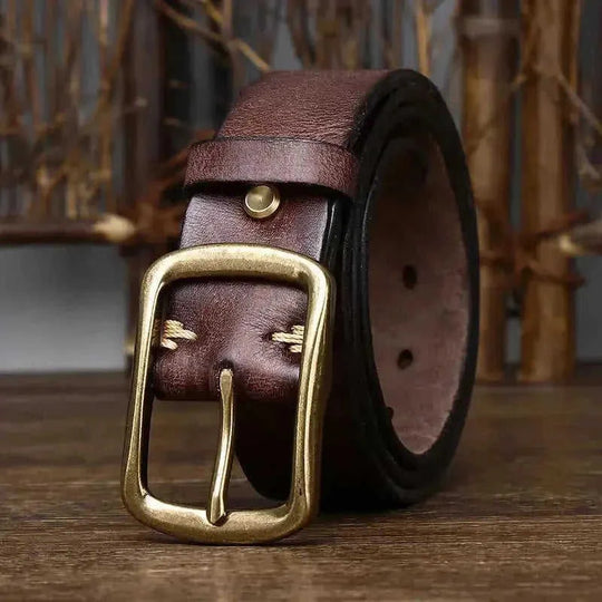 vintage distressed leather belt | brass buckle belt for men | genuine cowhide leather belt | ultrasonic cleaning