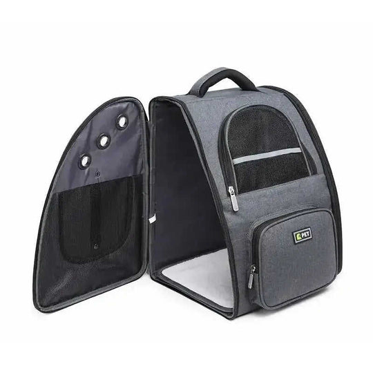 K9 Sport Sack Dog Backpack Carrier - Vet-Approved Hiking Pet Carrier Dark grey - angle view with k9 sport sack air 2 backp...