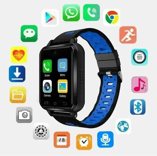Android Call Smart Watch WIFI Weather Sports Fashion Smart Watch - side view (color: blue | pattern: check)