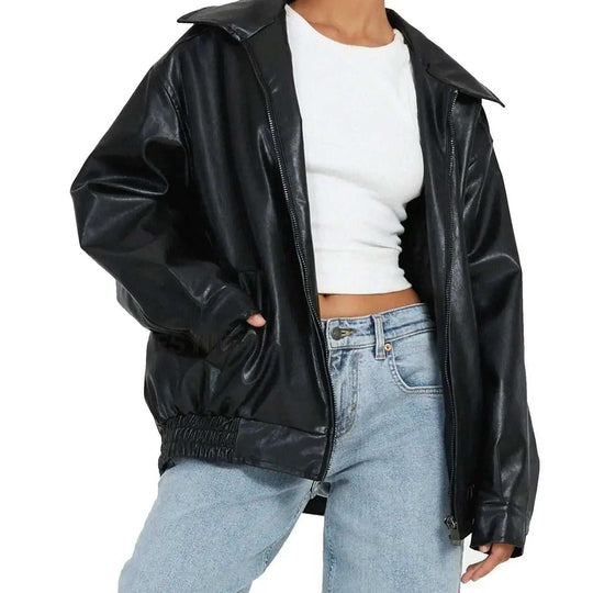 Leather Coat Women's Locomotive Style Top Meifu Market