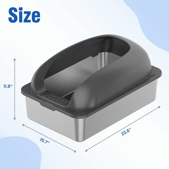 Stainless Steel Cat Litter Box with Lid - XL for Large Cats + Mat Meifu Market