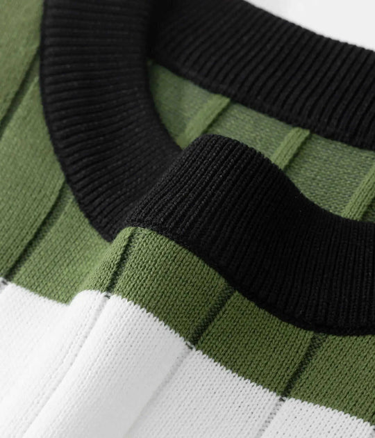 Men's Casual Contrast Color Striped Pullover Meifu Market