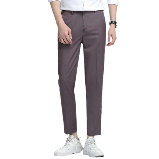 Men's Slim Straight Dress Pants | Polyester Stretch Business Trousers - Meifu Market