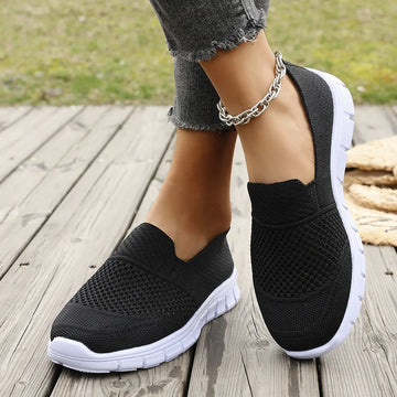 Large Size Mesh Breathable Flat Solid Color Casual Flyknit Pumps Meifu Market