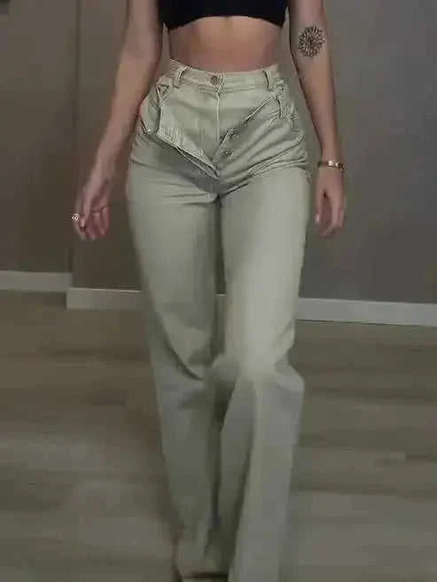 high-waisted denim jeans | double layer denim pants | stretchy mom jeans for women | energy saving