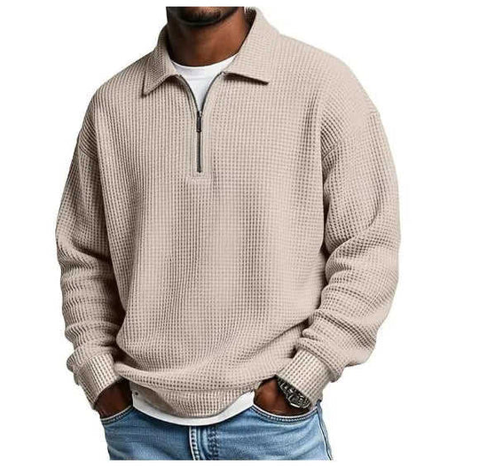 Mens Half-Zip Collared Polo Shirt Top Navy Blue - back view