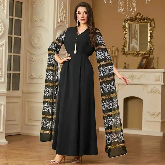 super long sleeve kaftan | embroidered arabic dress | lightweight cotton fabric | energy saving