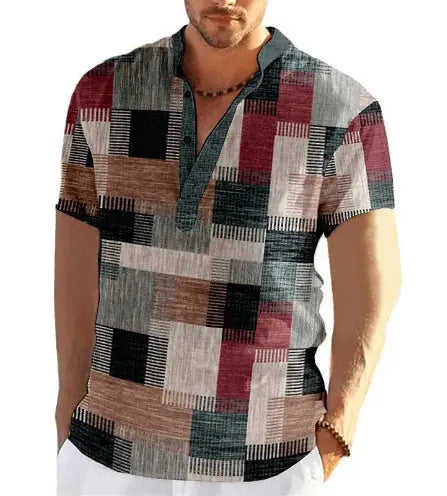 Mens Simple Linen Printed Top For Spring And Autumn Linen 09 - back view