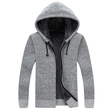 thick cotton cardigan | hooded winter coat | fleece lined jacket | energy saving