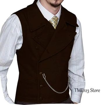 victorian double-breasted vest | woolen suit vest for men | three-piece suit accessory | ultrasonic cleaning