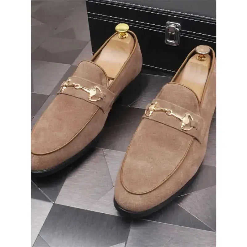 Men's Breathable Genuine Leather Slip-on Trendy Beanie Shoes Light Luxury Suede Leather Lazy Shoes Meifu Market