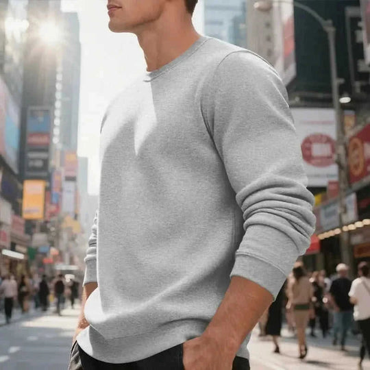 fleece-lined construction | loose fit sweater | cotton blend material | ultrasonic cleaning